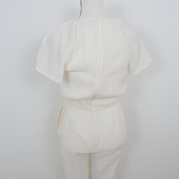 Objects Without Meaning Cream Gauze Short Sleeve Skinny Leg Size Small Jumpsuit - Picture 11 of 16